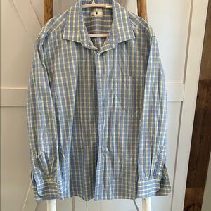 Casual Blue and Yellow Checkered Men's Shirt